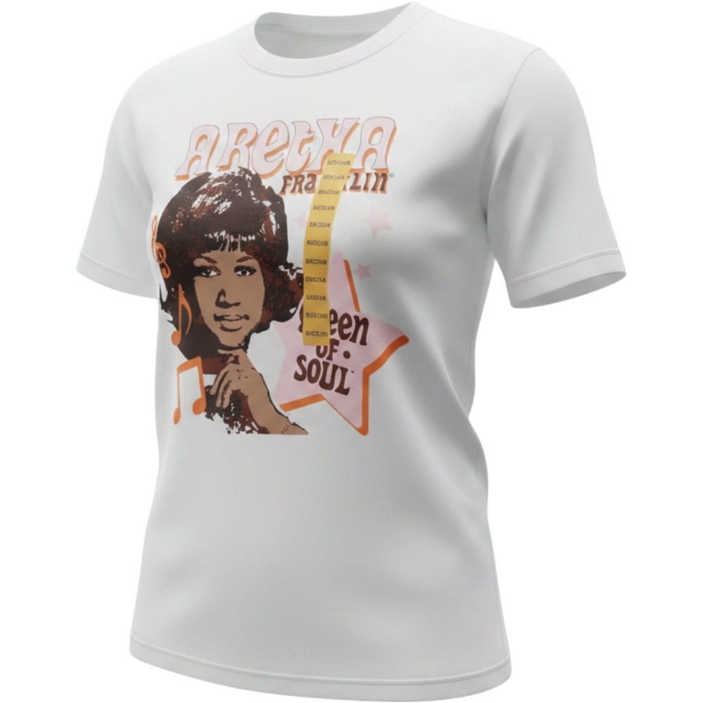 NWT Aretha Franklin Queen of Soul White Graphic Tee 100% Cotton Music Shirt M